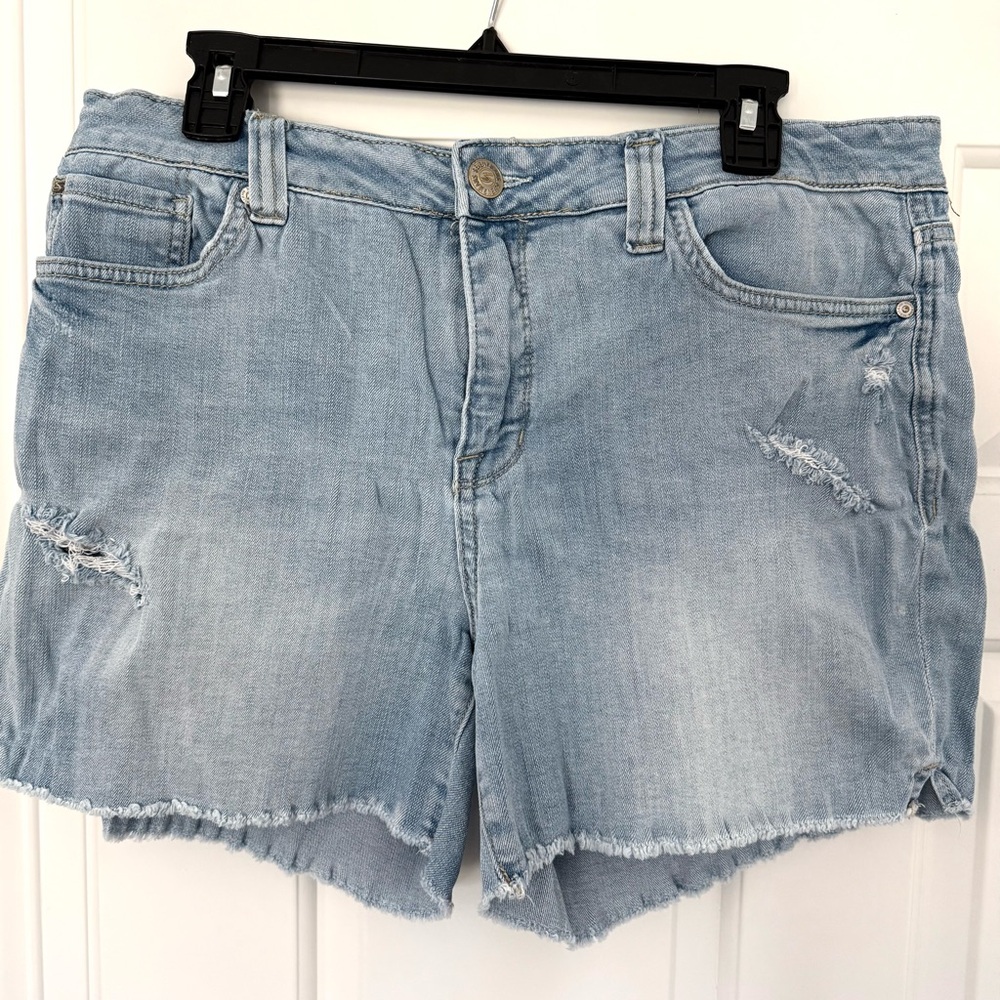 Seven7 Light Blue Frayed Jean Shorts